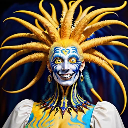 Cosmic Characters Celebrate in Extravagant Oil Painting