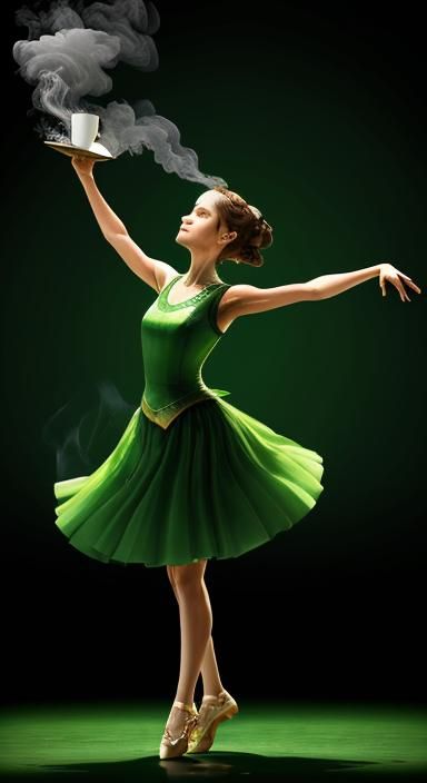 Coffee Cup with Dancer Rising from Steam