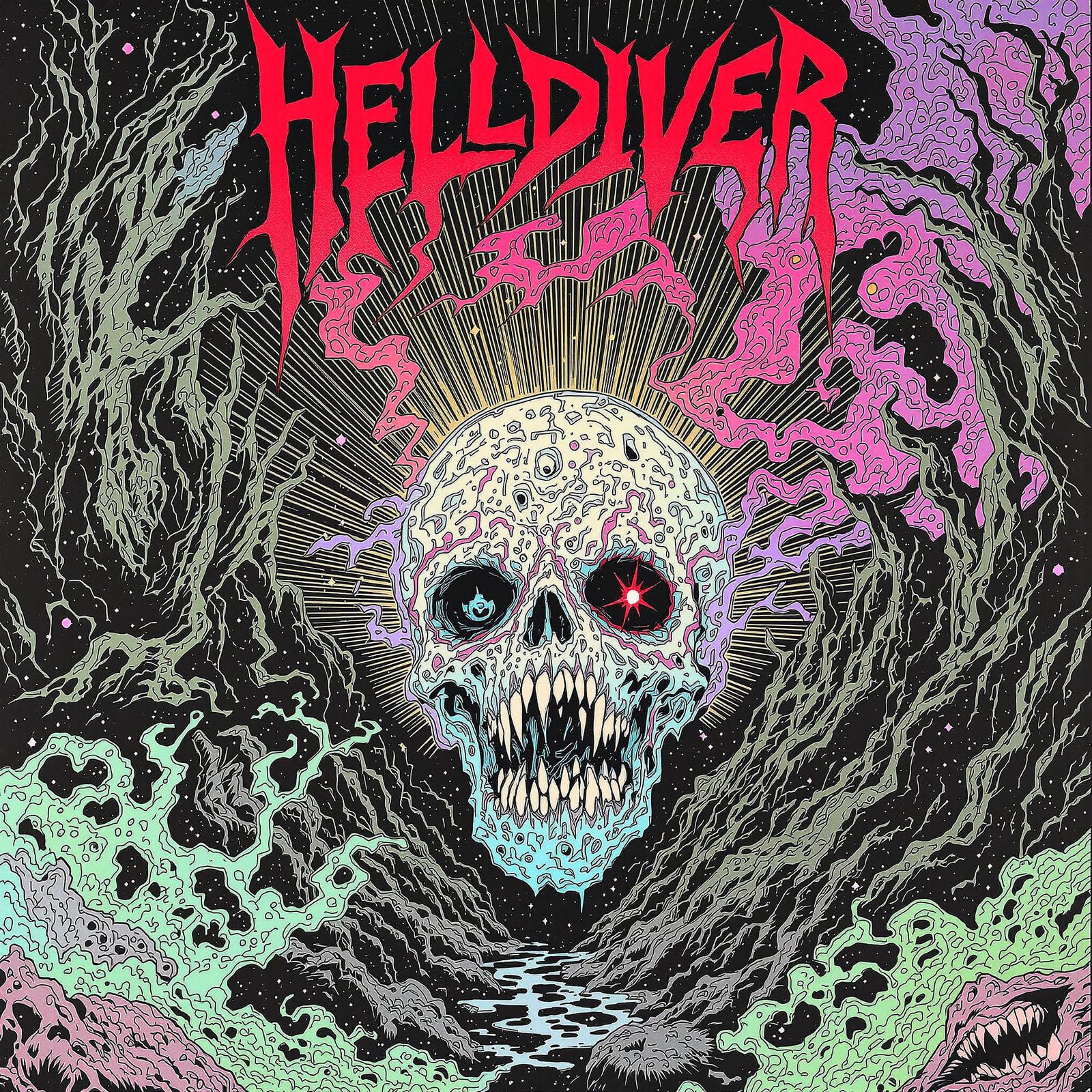 Helldiver Psychedelic Punk Rock Art