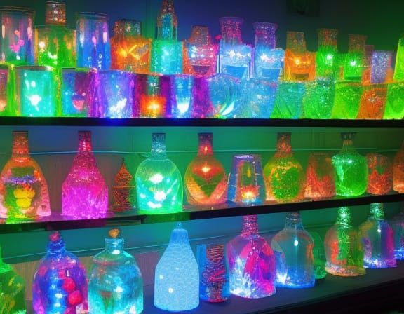 Colorful Glowing Crystal Shop
