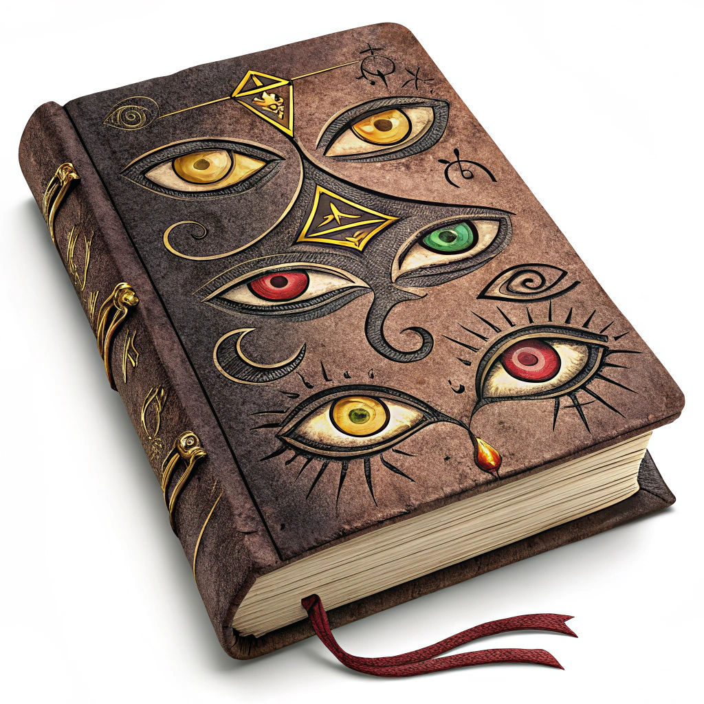 Mysterious Tome with Eyes, in Biomechanical Style