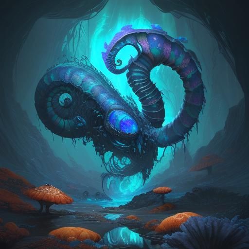 Surreal Caterpillar Ammonite in Opal Cave