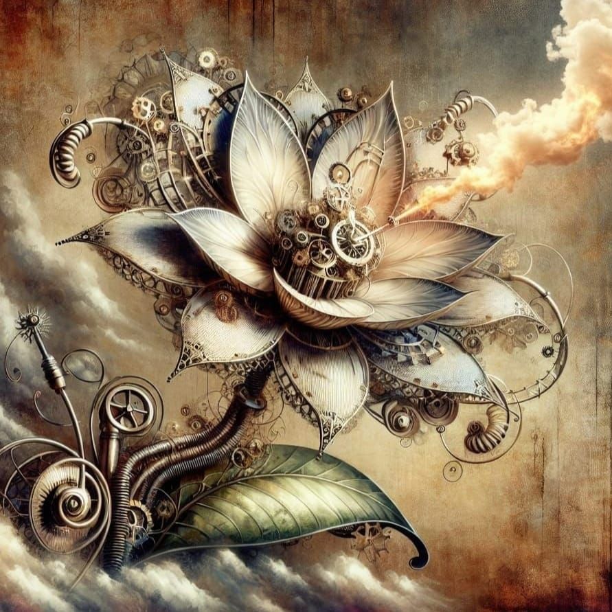 Ethereal Steampunk Flower Blooms with Mechanical Precision