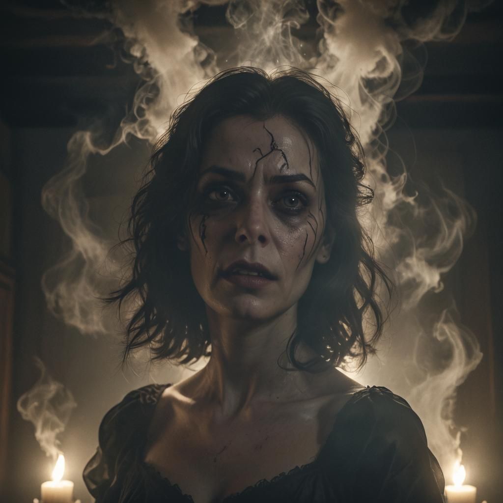 Possessed Regan Levitates: A Gothic Horror 3D Portrait