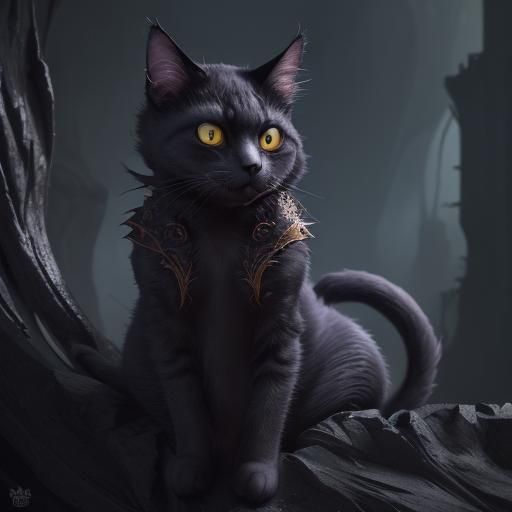 Fantastical Cat Vampire in Detailed Matte Painting