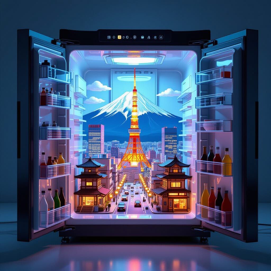 Miniature Tokyo Inside a Futuristic Refrigerator