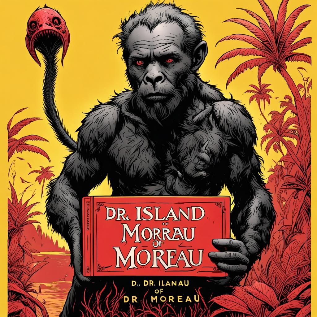 Island of Dr. Moreau Book Cover: Line Art