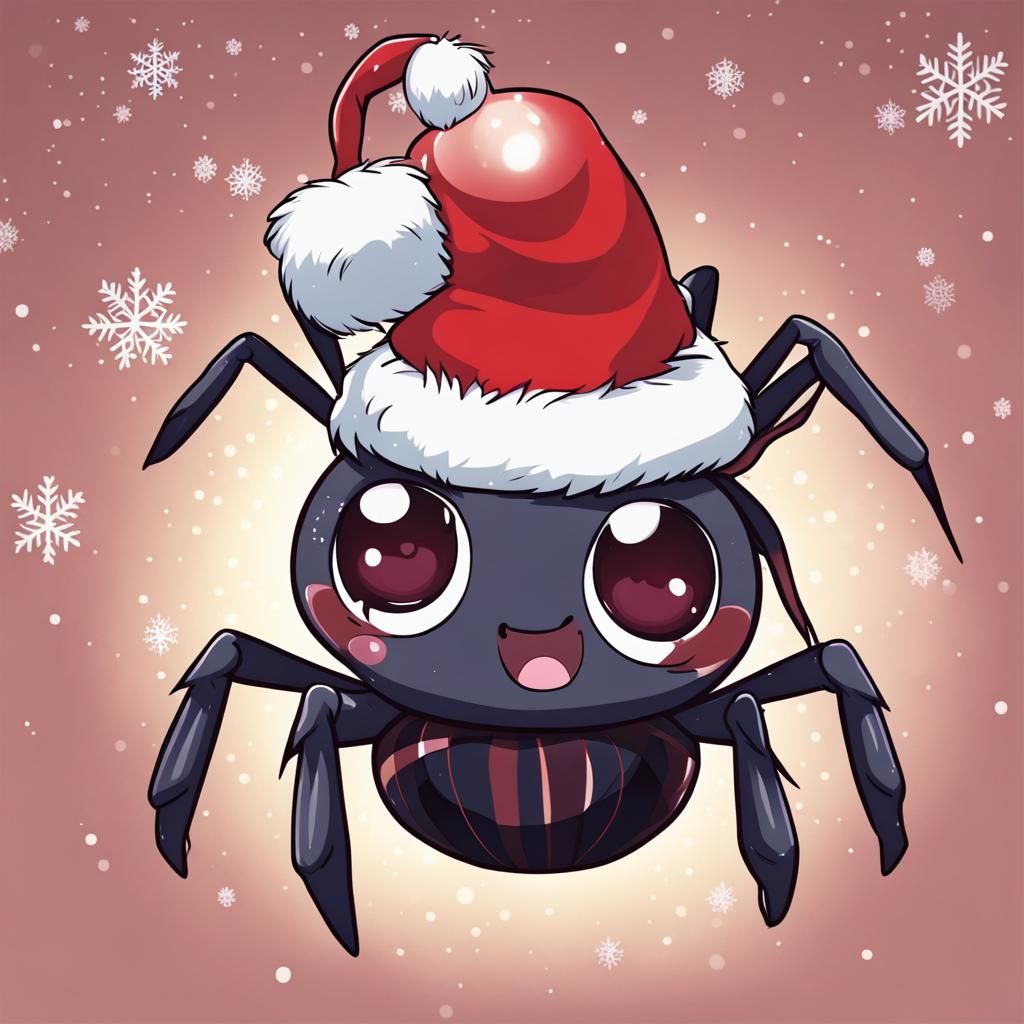 Kawaii Christmas Spider in Anime Style
