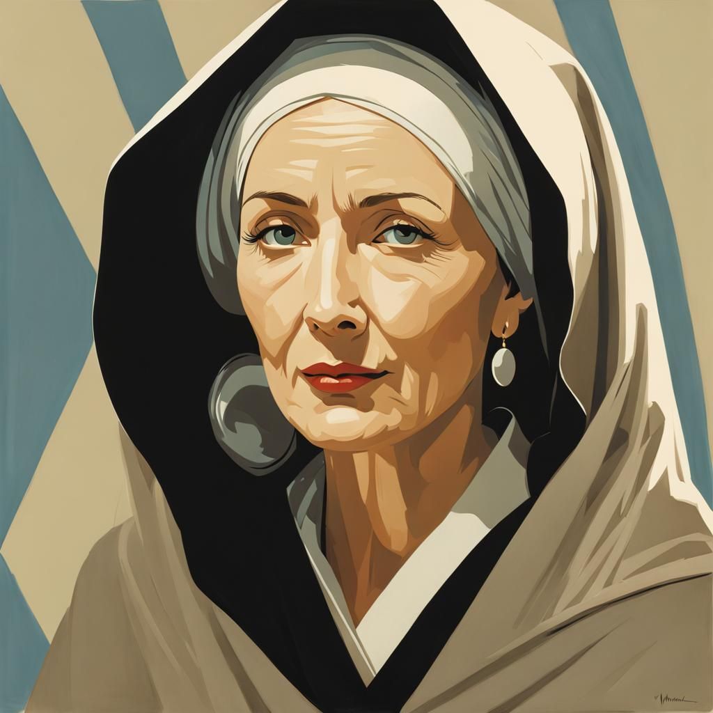 Whistler's Mother Portrait in Comic Book Style