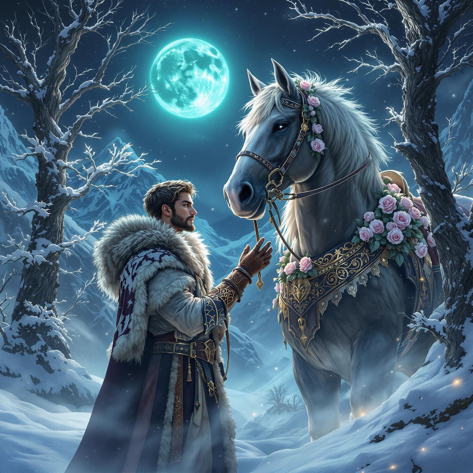 Regal Warhorse in Winter Wonderland