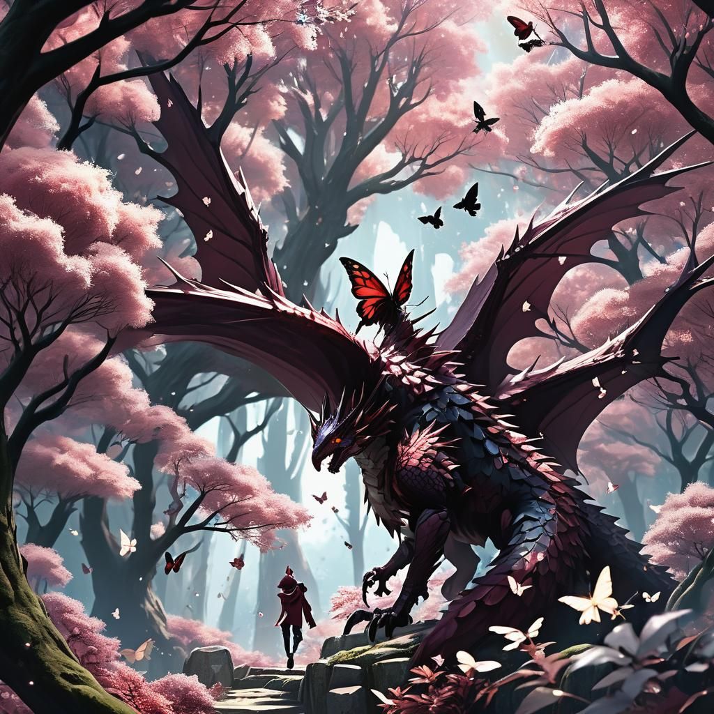 Wyvern in Crystalline Forest: 3D Anime Art