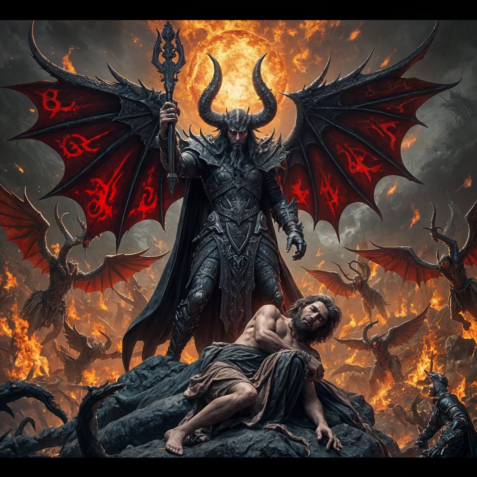 Satan's Triumph: Detailed Matte Painting in 8K