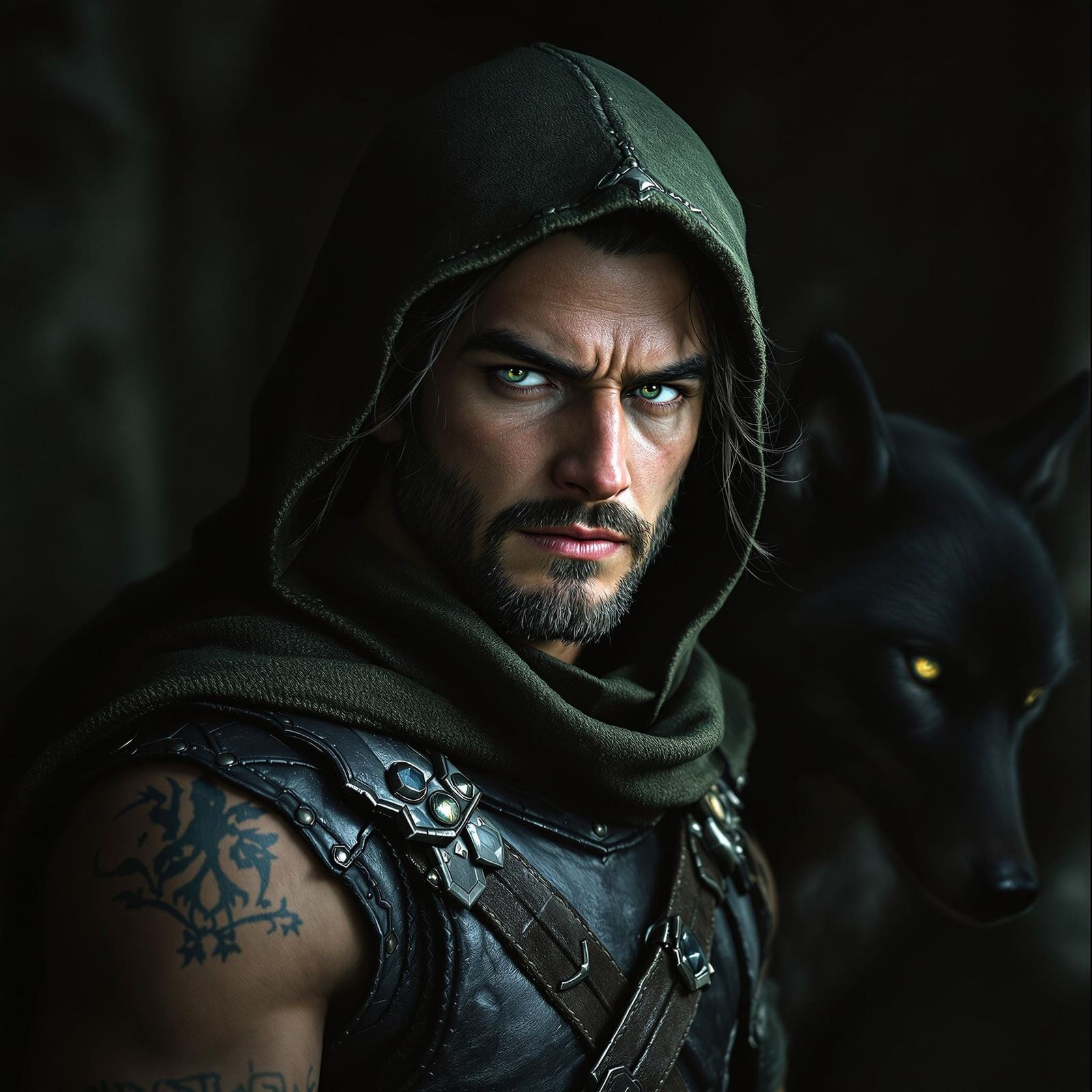 Halfling Ranger and Wolf Companion: Cinematic Portrait