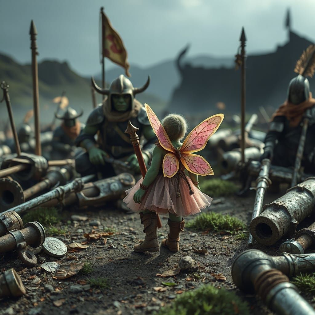 Orc Warrior in Pink Tutu: A Whimsical Scene