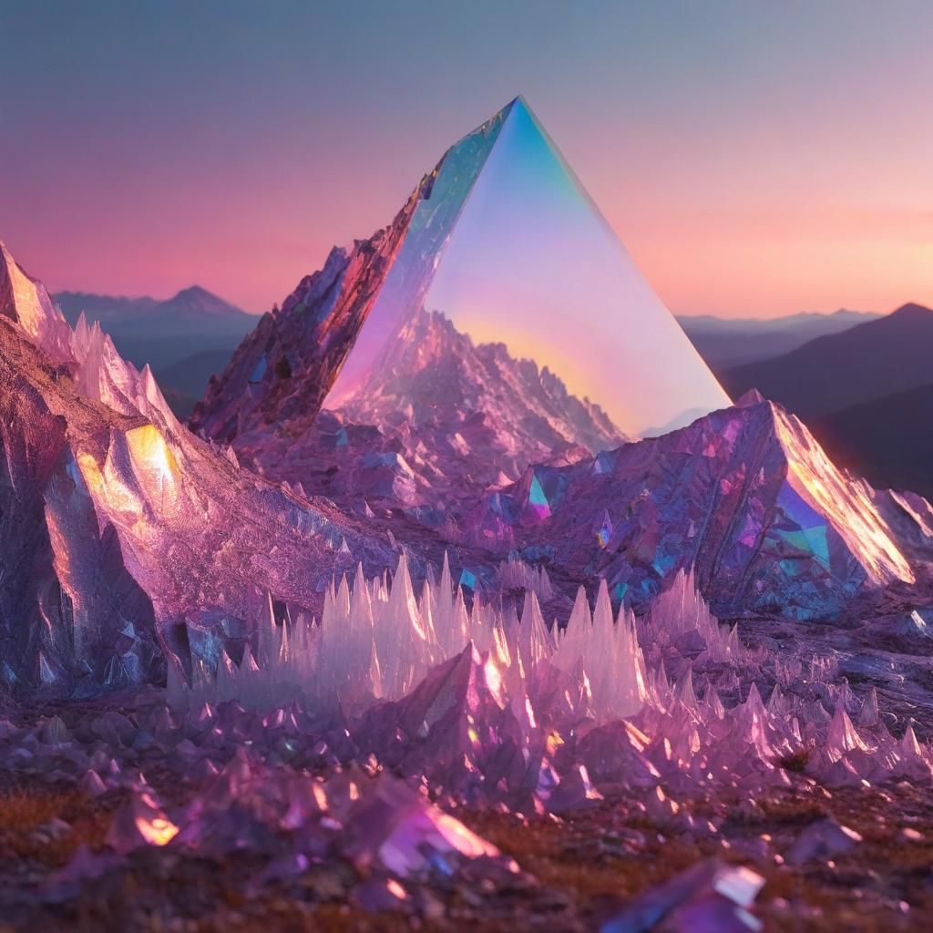 Alien Crystalline Mountain Landscape at Magic Hour