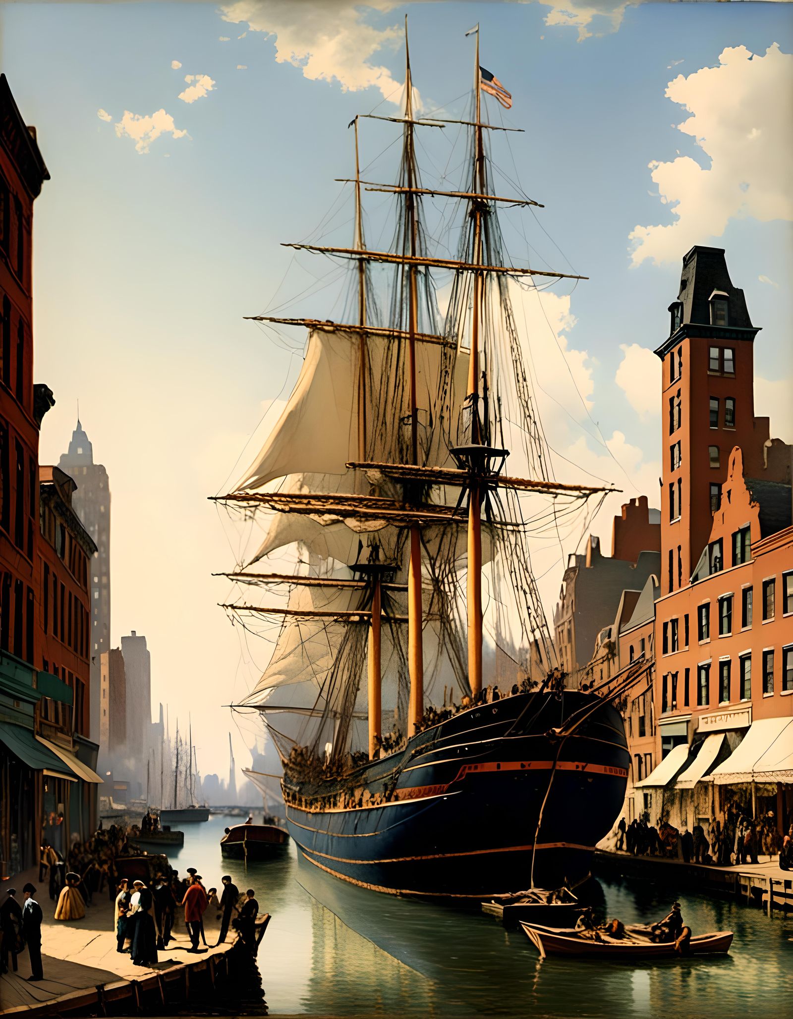 Cargo ship Edgar Weyland in Boston Harbor, 1890