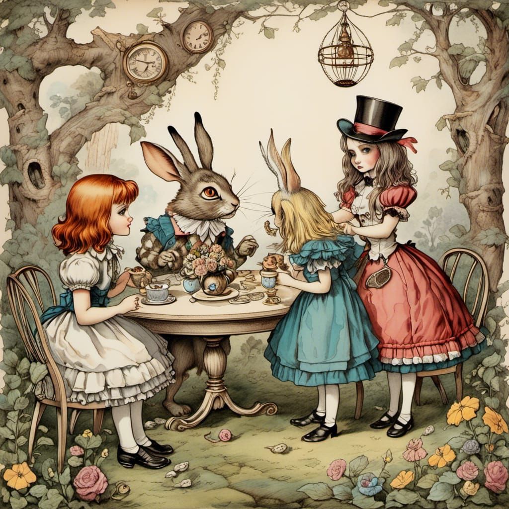 Steampunk Alice in Wonderland With Rabbit