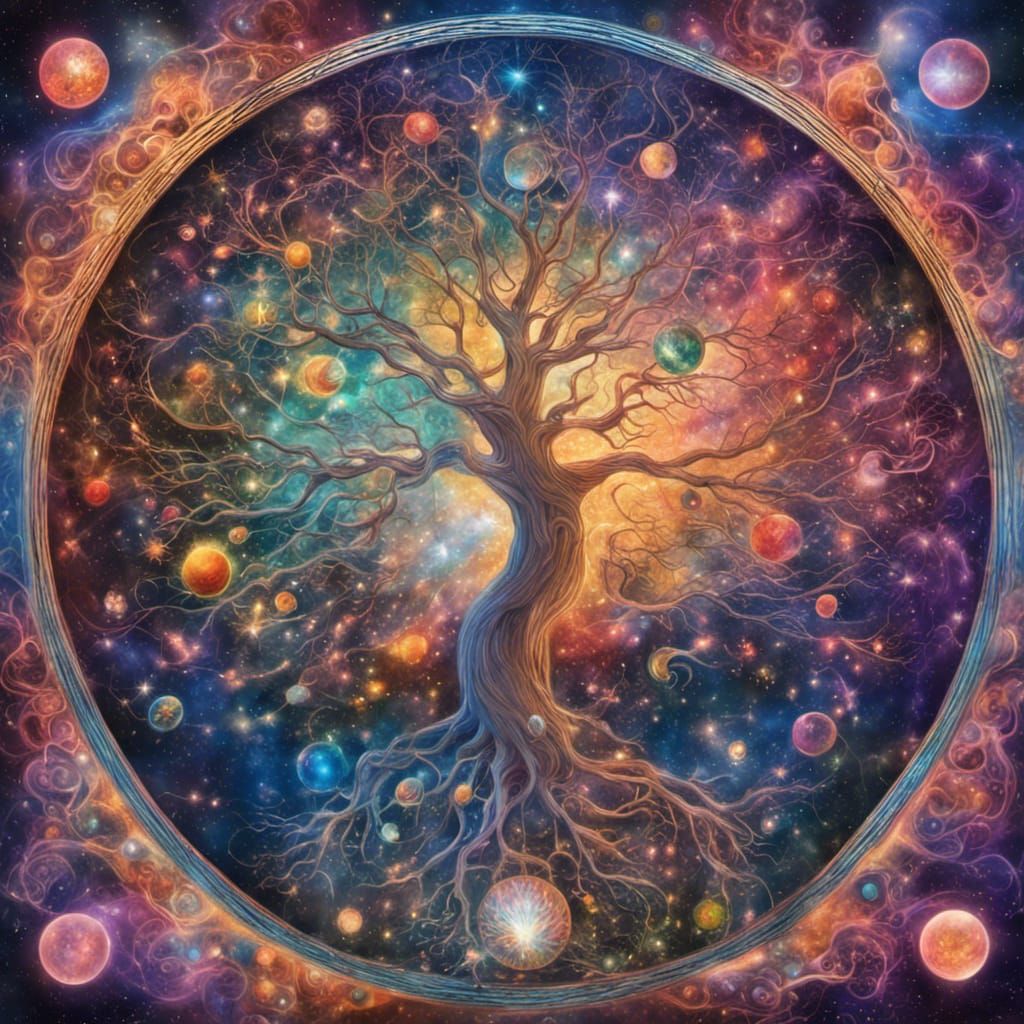 Vibrant Tree of Life with Astrological Alignment