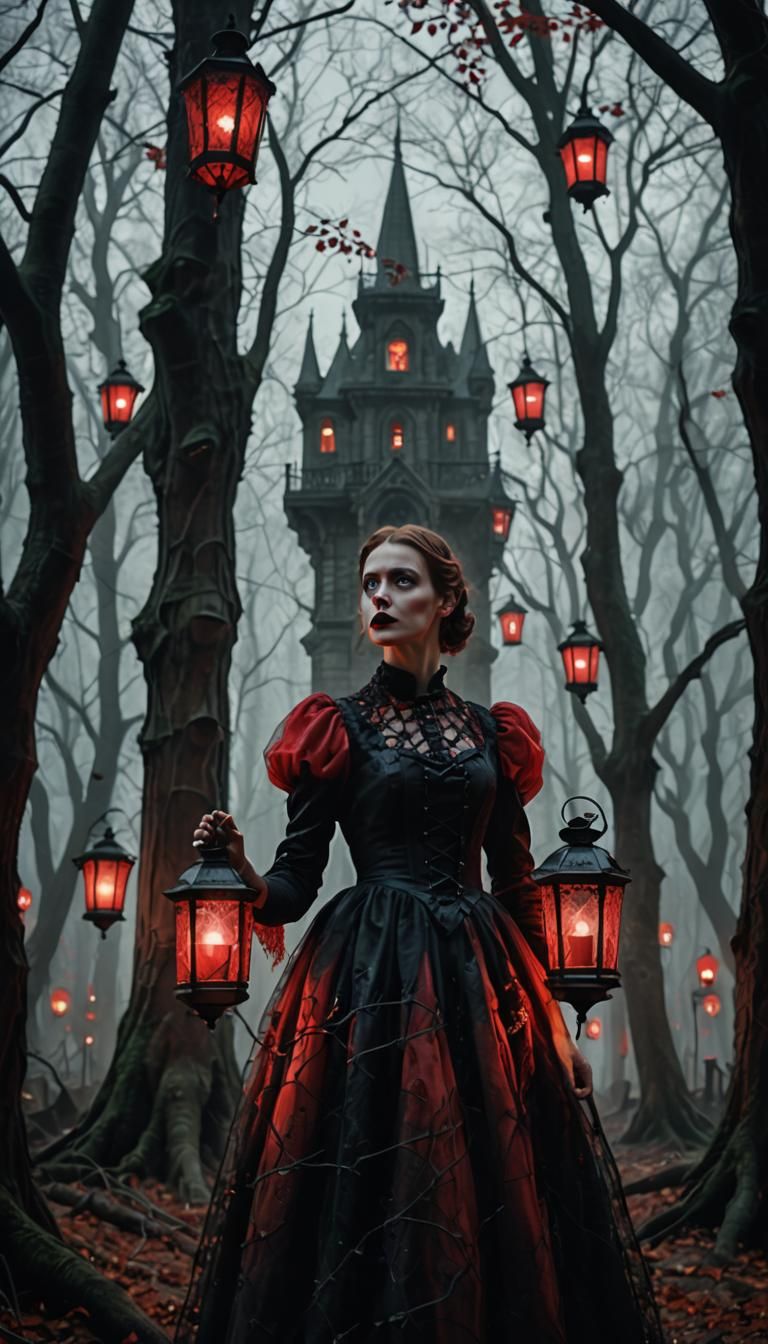 Vintage illustration of a gothic vampire intricate details, ...