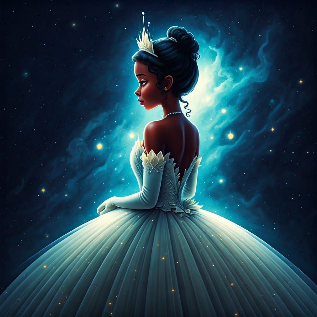Hyperrealistic Princess Tiana in Tulle Gown