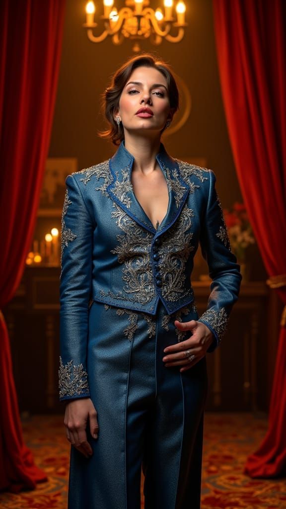 Cabaret Singer on Stage in Art Nouveau Style