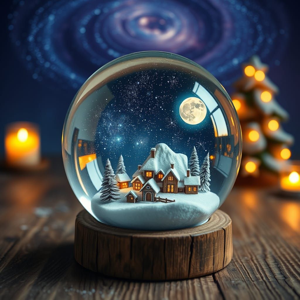 Miniature Starry Night in Crystal Snow Globe