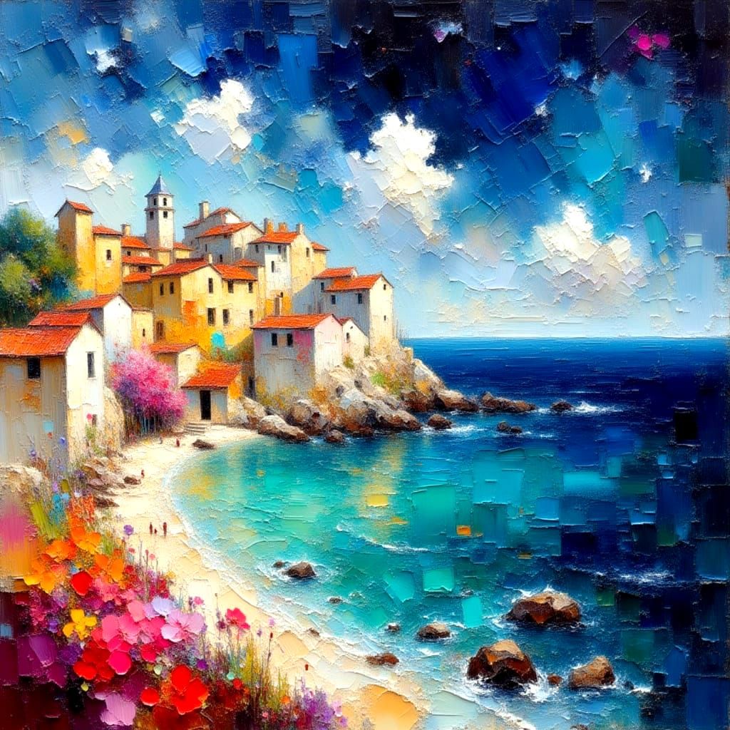 Soulful Moment of Longing in Vibrant Oil Painting Style