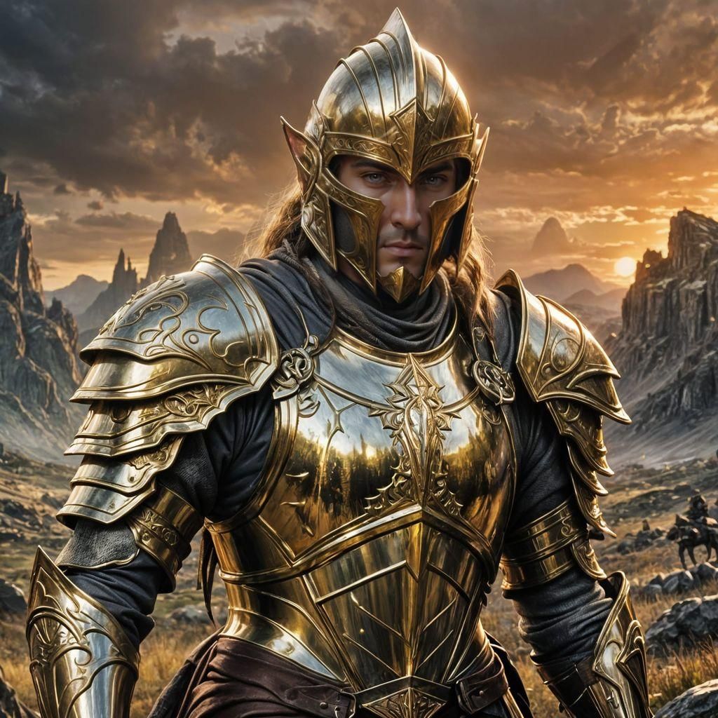 Epic Elven Knight Portrait in Anime Style