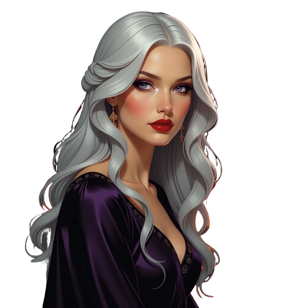 Silver-Haired Woman by Fireplace: Art Nouveau Style