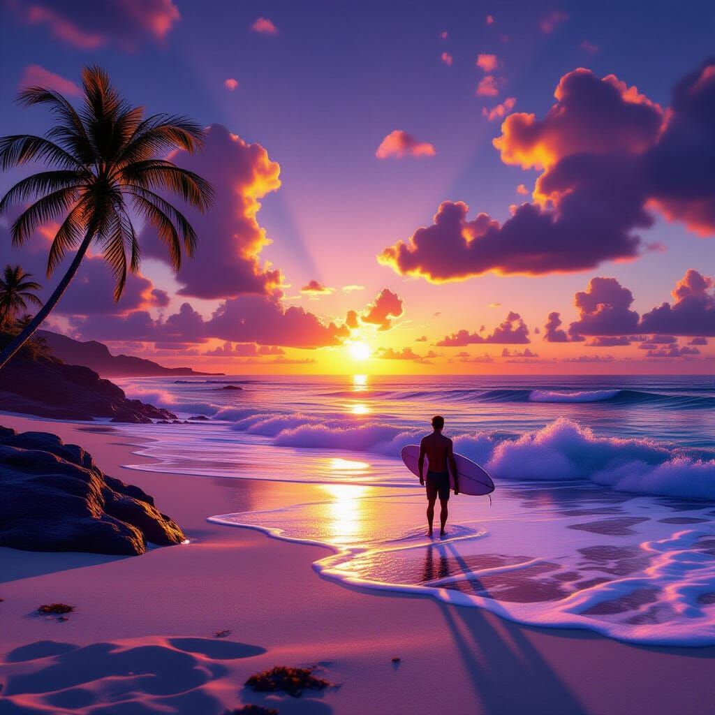 Exotic Beach Sunset in Unreal Engine 5 Style