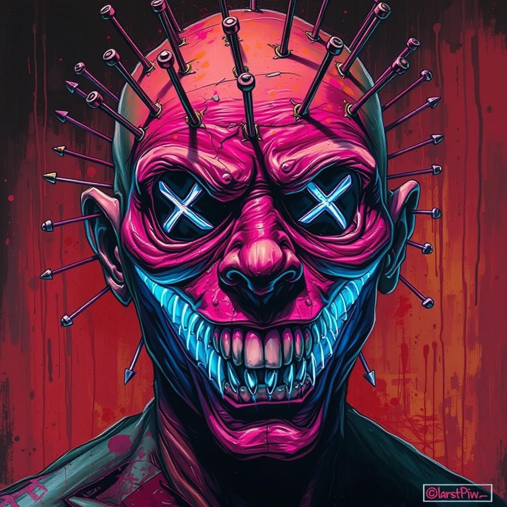 Pinhead Portrait in Francis Bacon and Basquiat Style