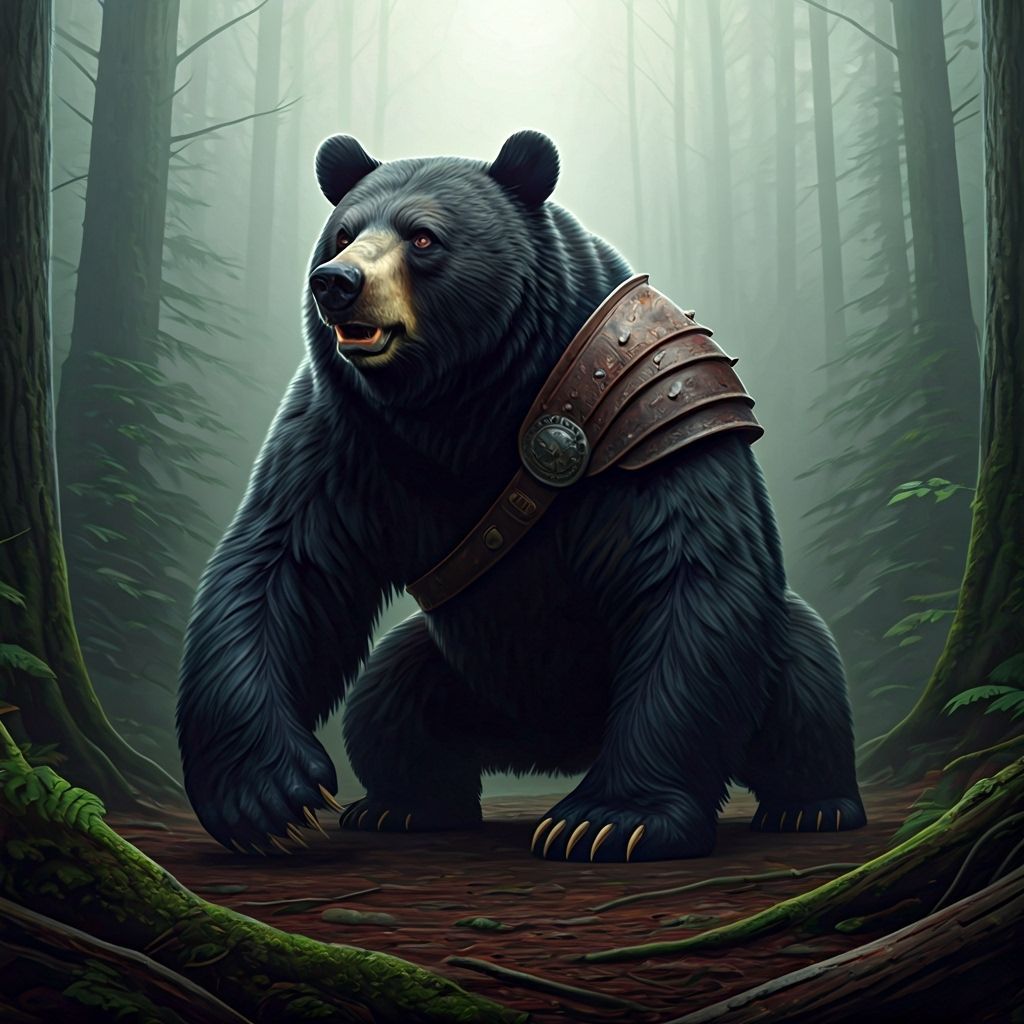 Black Bear Warrior in Fantasy Art Style