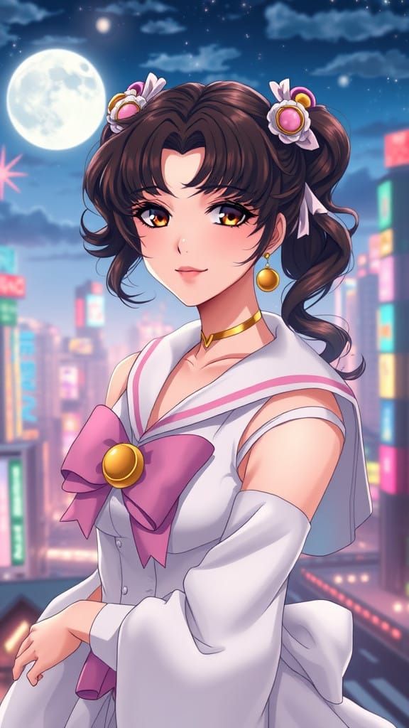 Cel-Shaded Sailor Moon in Moonlit Tokyo