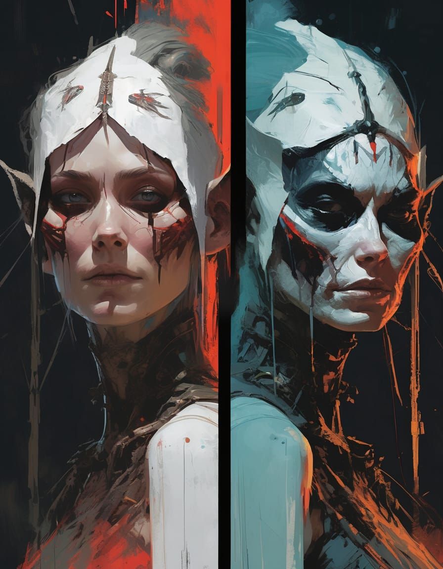 Lich and Princess: A Split Image in Oil Paint