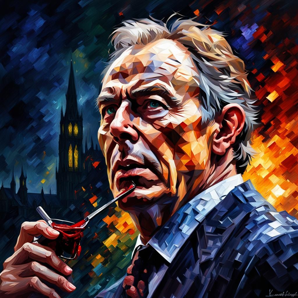 Vampire Tony Blair: Dark Fantasy Art in Vibrant Colors