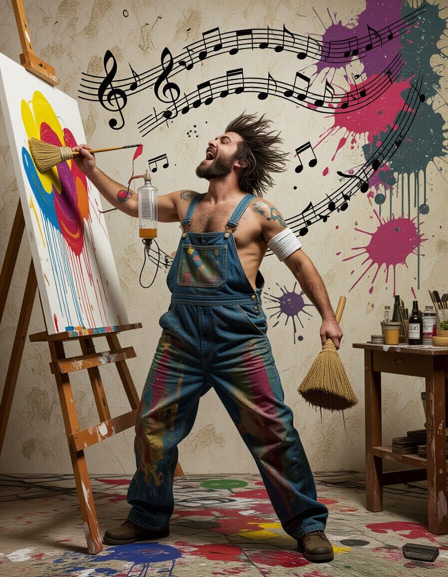 Chaotic Art God's Expressionist Mixed Media Masterpiece