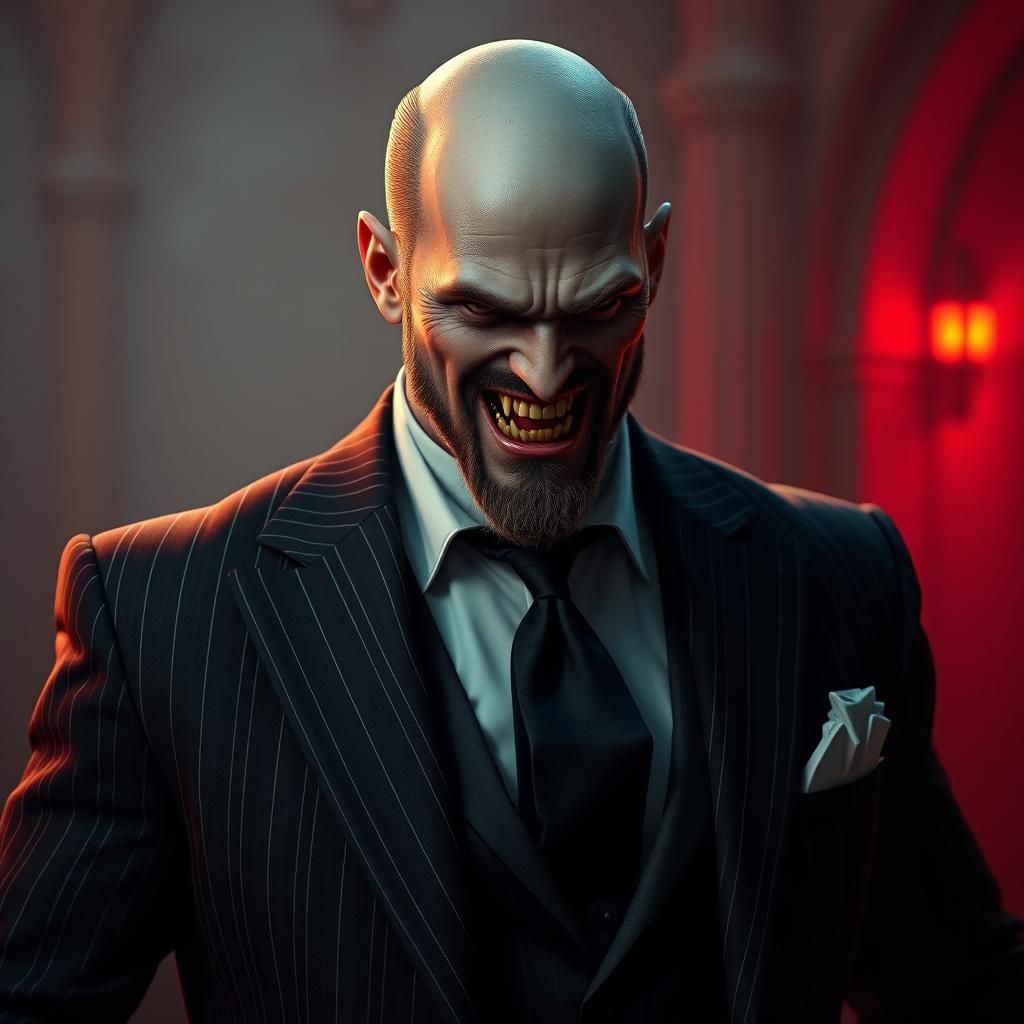 Elegant Vampire in Pinstripes, Fantasy Concept Art