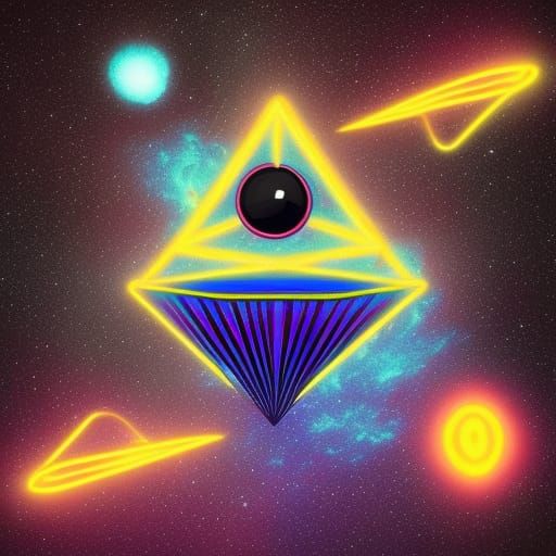 Synthwave Alien Ship Emerges from Black Hole