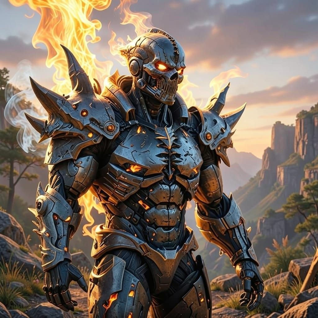 Fiery Landscape Bathed in Golden Hour Light