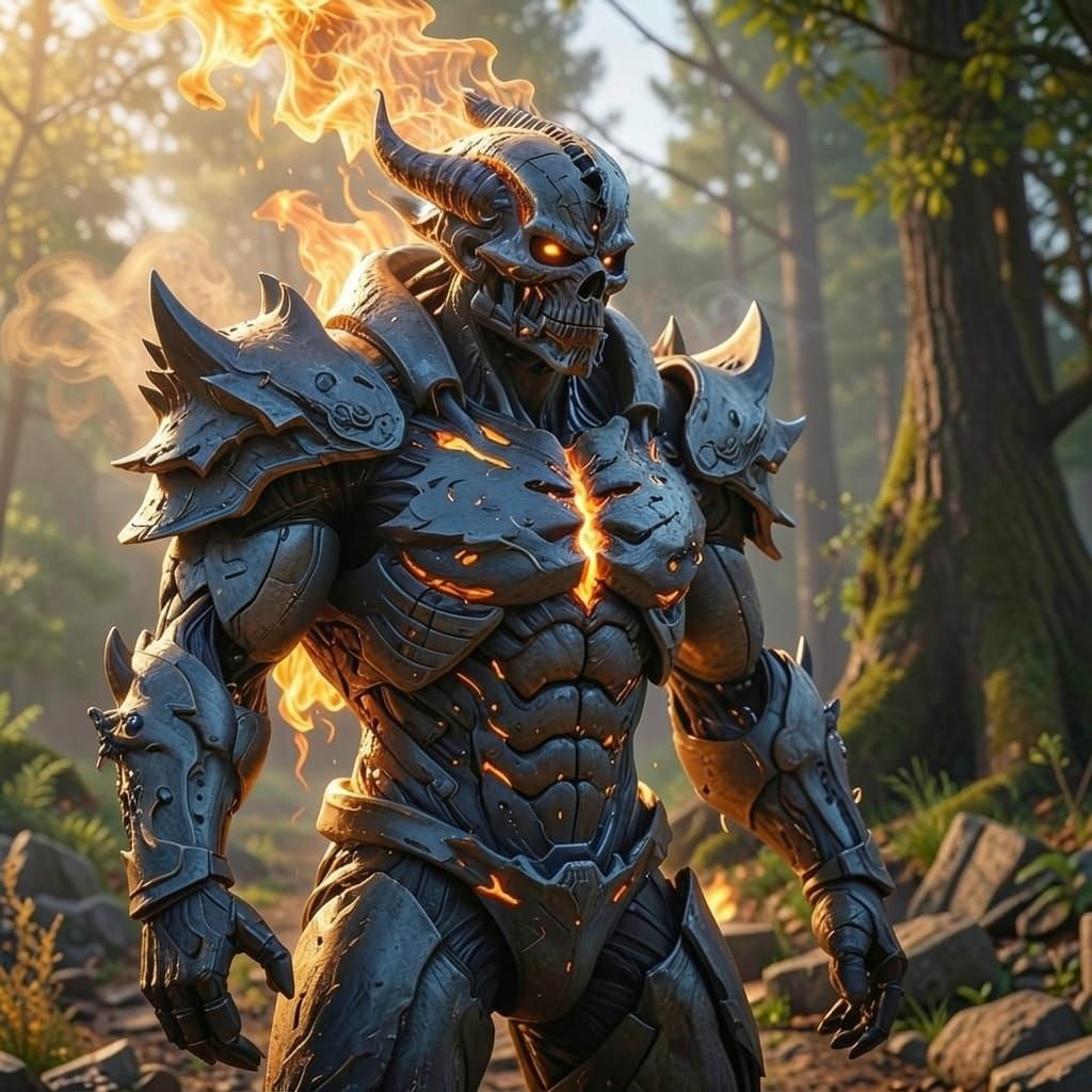 Fiery Hellscape Bathed in Golden Hour Light