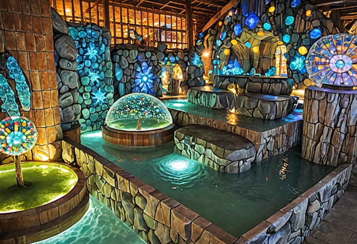 Bioluminescent Crystal Gemstone Cavern Waterpark
