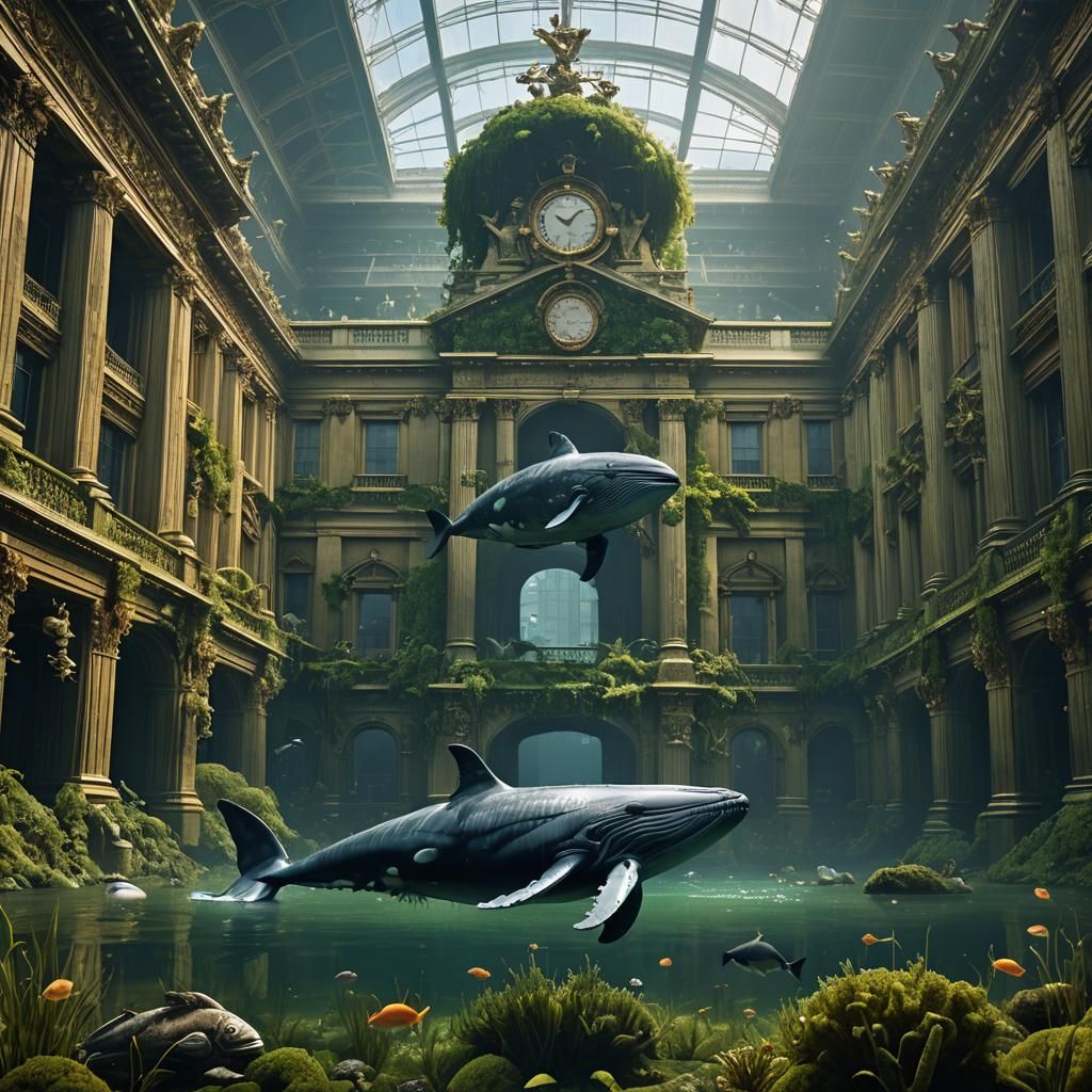 Whale and Fish in Post-Apocalyptic Underwater London