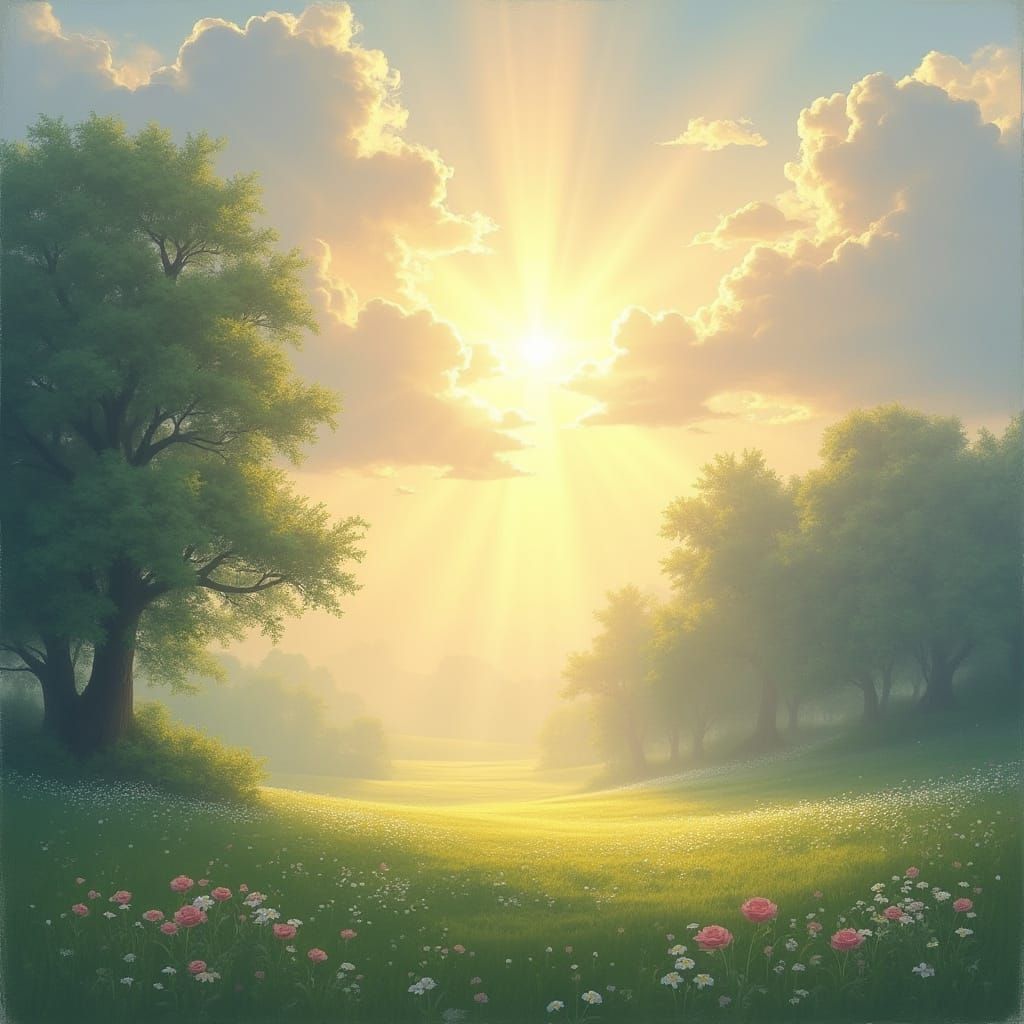 Soft Focus Heavenly Landscape with Divine Light