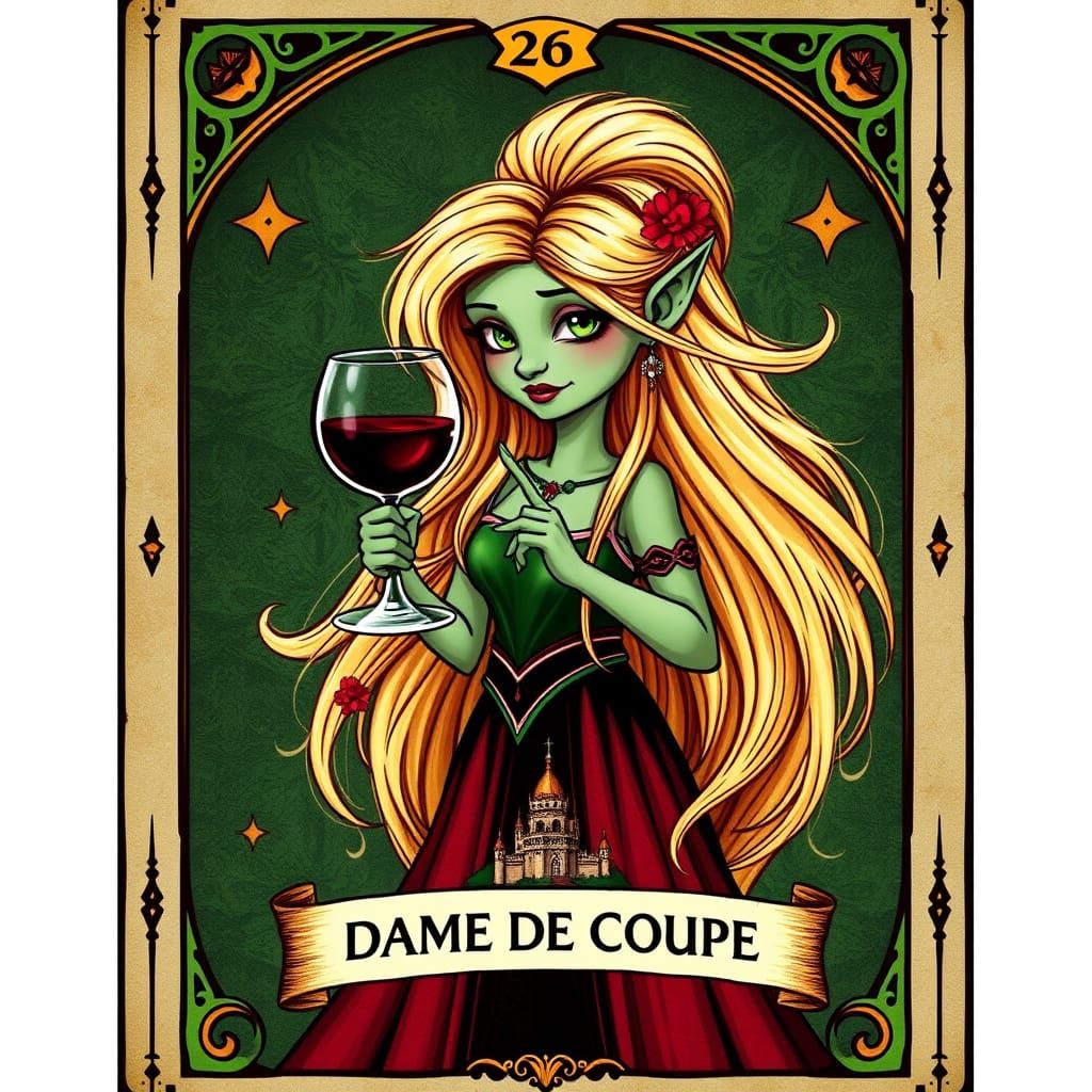 Fantasy Troll as Tarot Card: Dame de Coupe