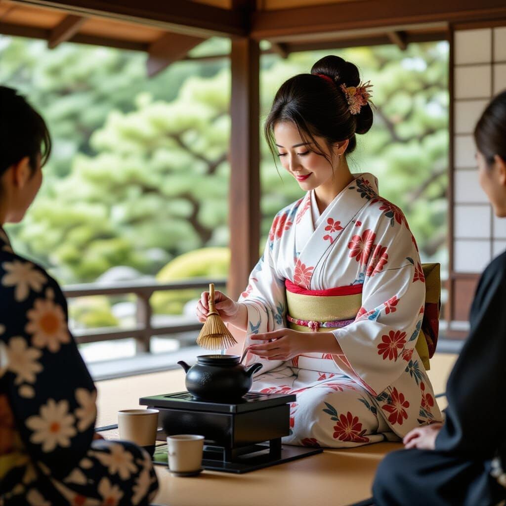 Japanese Tea Ceremony with Lady in Yukata