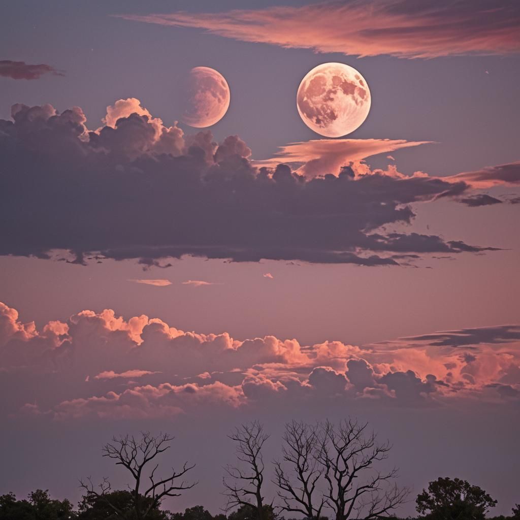 Majestic Sunset with Rising Moon: Cinematic Landscape