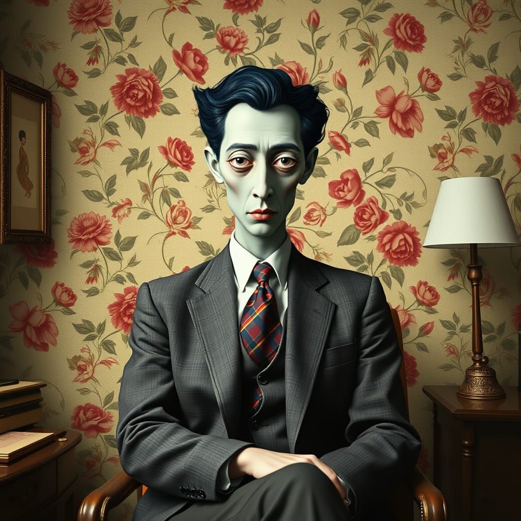 Dr. Mirage Blends into Wallpaper, Surrealist Style