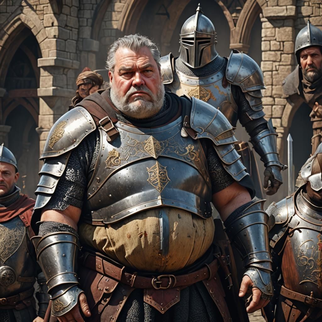 Fat Medieval Knight: Detailed Matte Painting