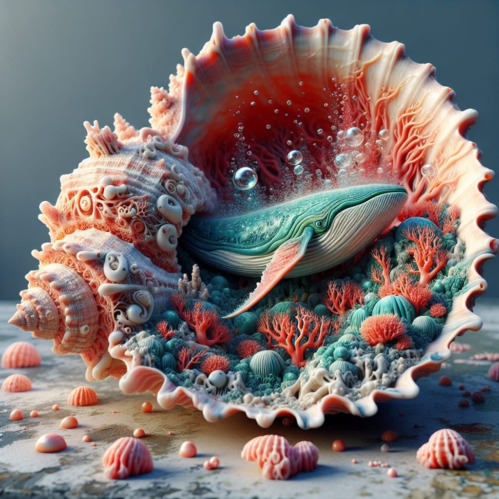 Coral Seashell Reveals Miniature Underwater World