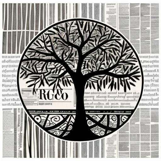 Newspaper Collage of Tree and Crows on Abstract Art